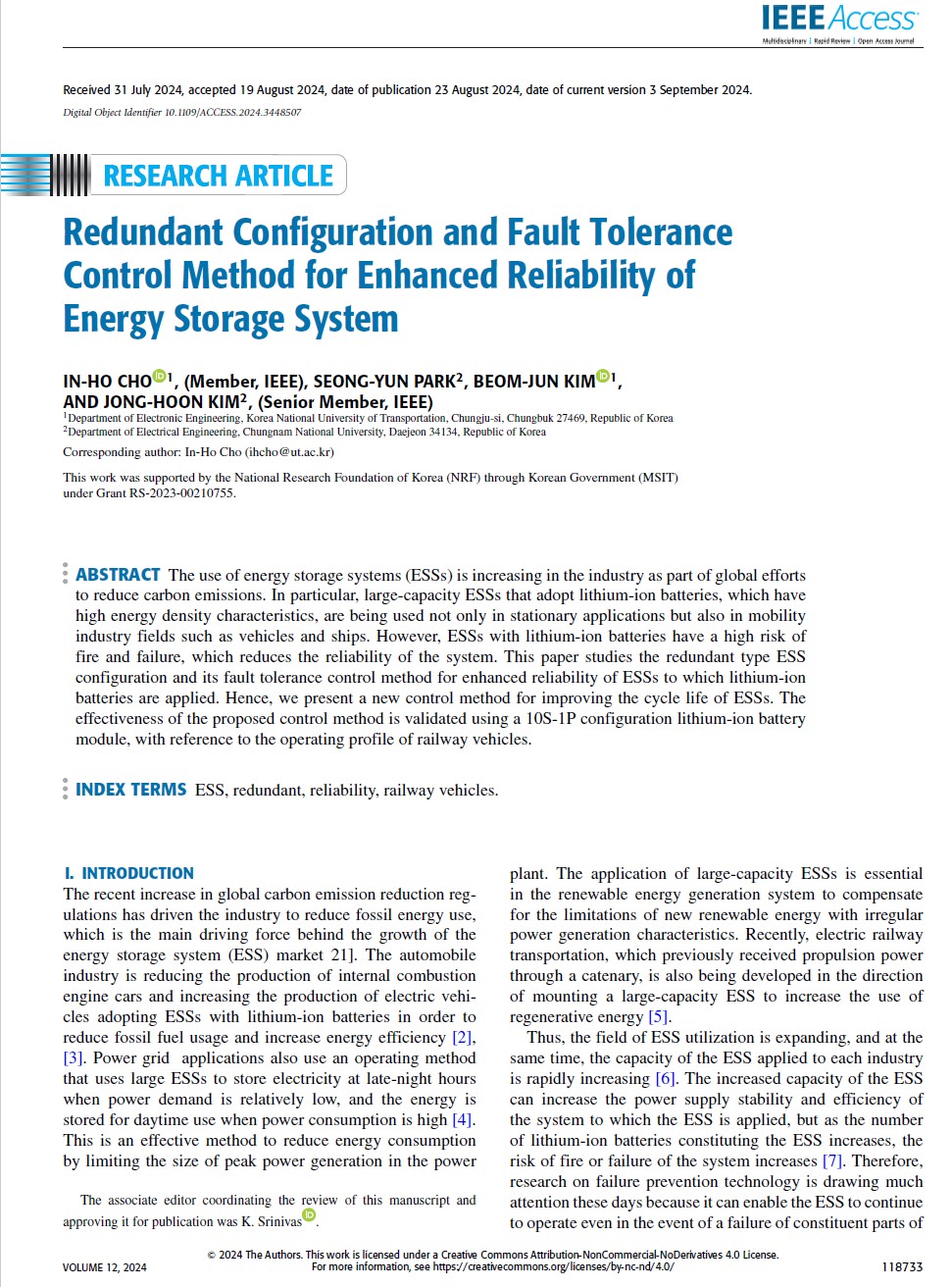 Redundant Configuration and Fault Tolerance Control Method for Enhanced Reliability of Energy Storage System (Accepted) 이미지