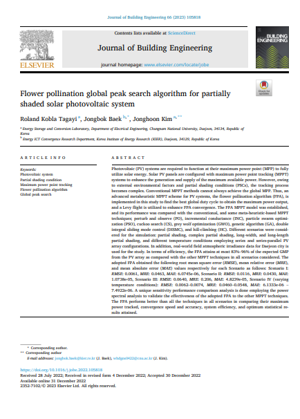 Flower pollination global peak search algorithm for partially shaded solar photovoltaic system 이미지