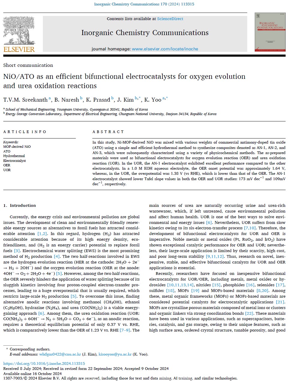 NiO/ATO as an efficient bifunctional electrocatalysts for oxygen evolution and urea oxidation reactions 이미지