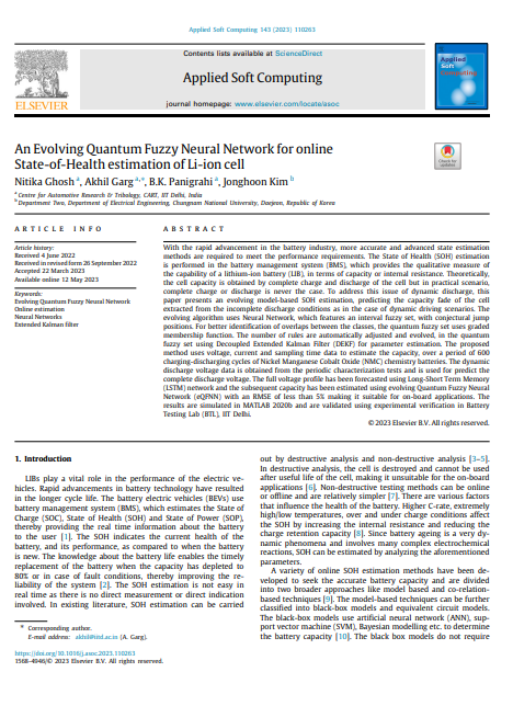 An Evolving Quantum Fuzzy Neural Network for online State-of-Health estimation of Li-ion cell 이미지