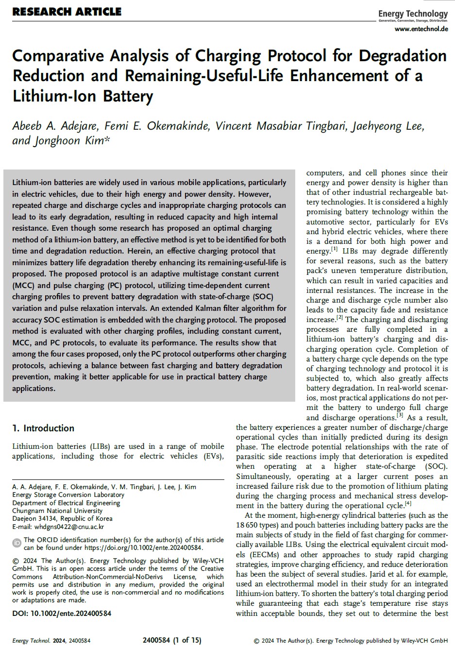 Comparative Analysis of Charging Protocol for Degradation Reduction and Remaining-Useful-Life Enhancement of a Lithium-Ion Battery 이미지