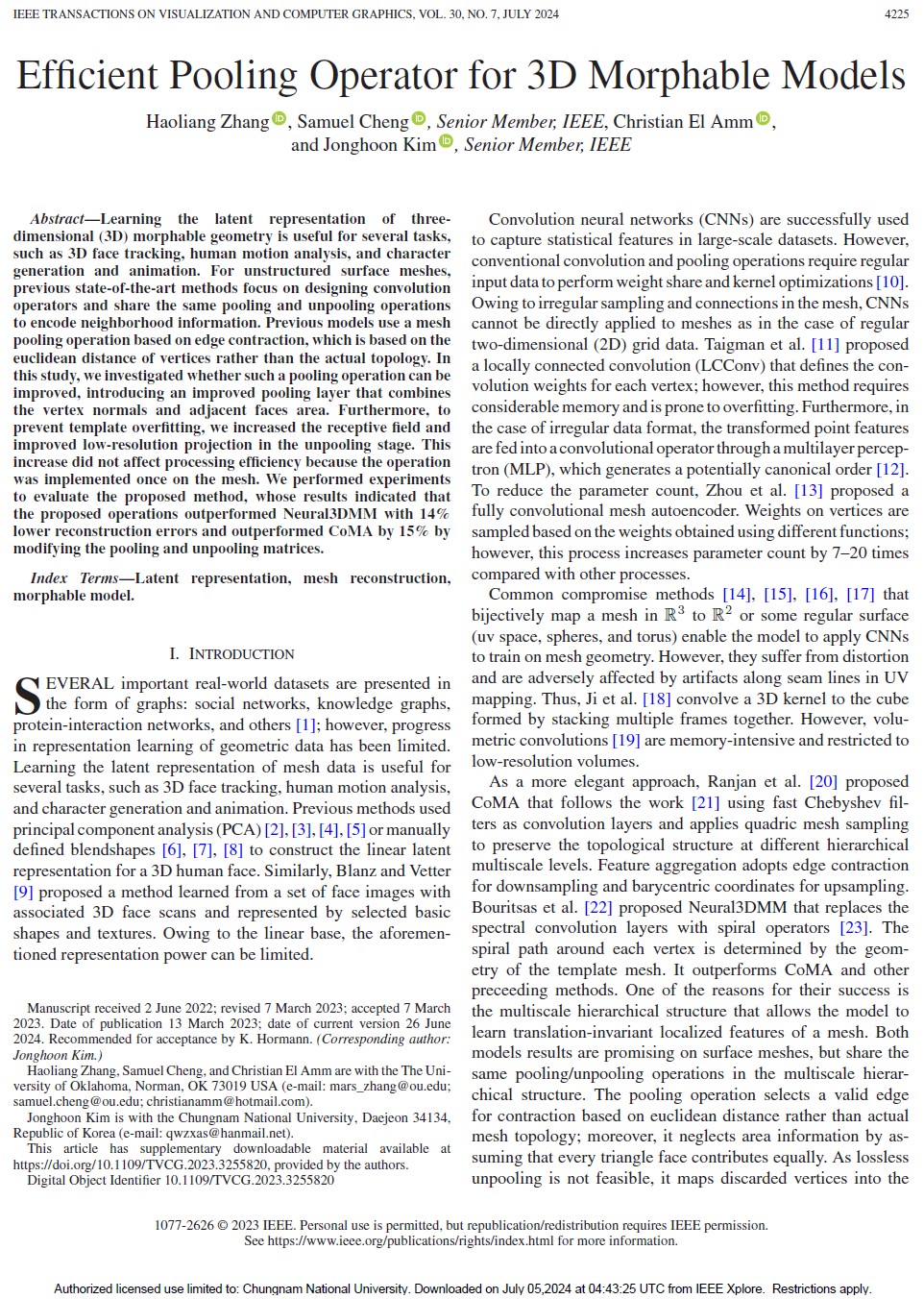 Efficient Pooling Operator for 3D Morphable Models 이미지